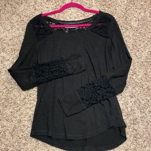Maurices Large Black Long Sleeve Lace Shirt